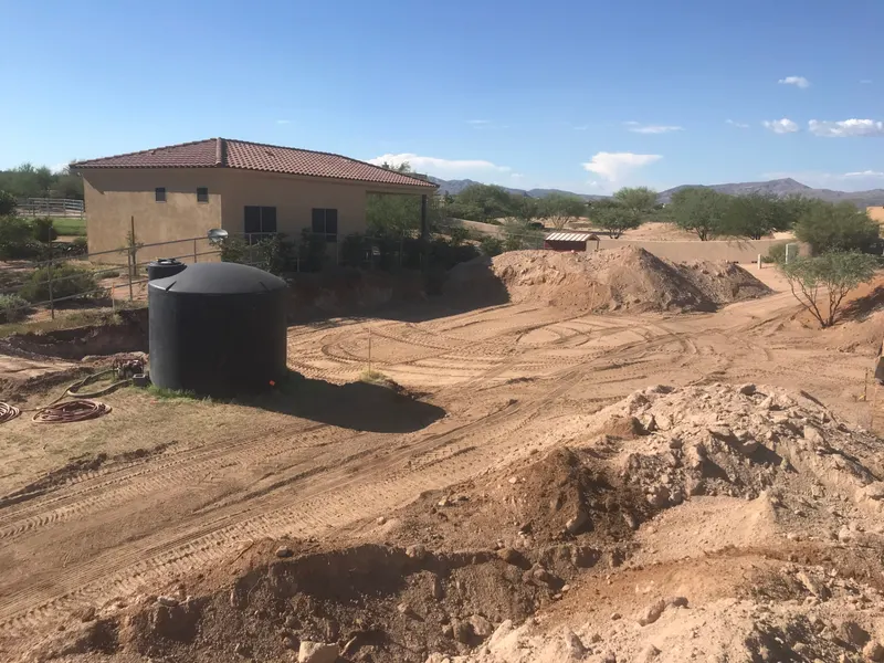 Certified building pad excavation by Mitchell Excavating in Desert Hills, AZ