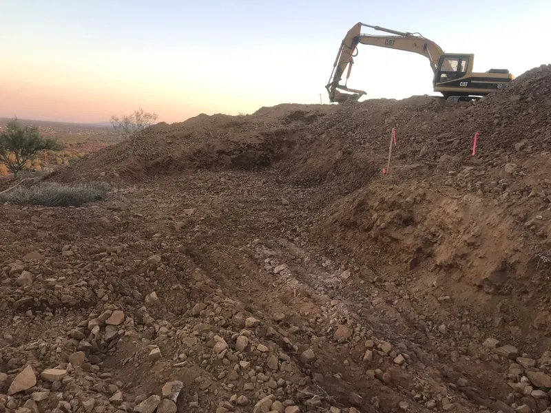 Certified building pad excavation by Mitchell Excavating in New River, AZ