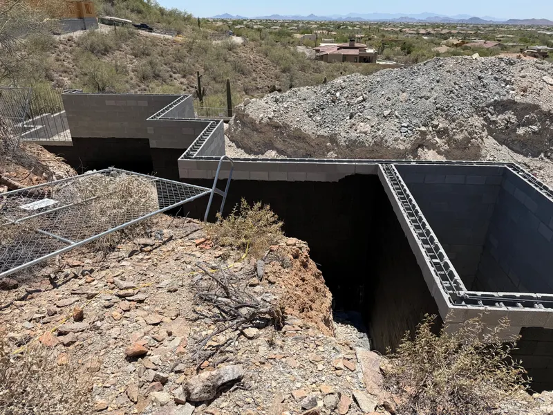 Certified building pad excavation by Mitchell Excavating in New River, AZ